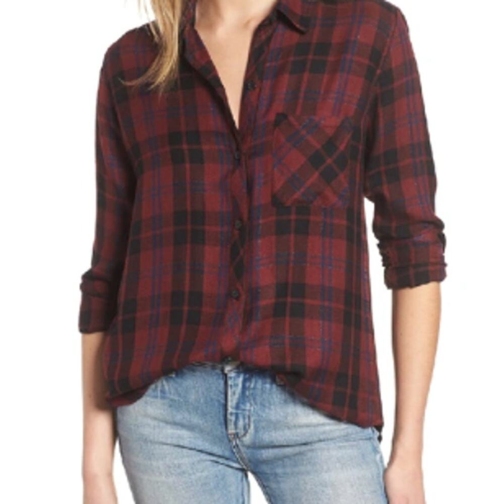 Rails Taylor Flannel Shirt in Wine Navy Black (S)